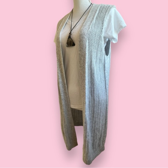GAP Long Open Grey Cadigan Sweater Sz M - Picture 11 of 13